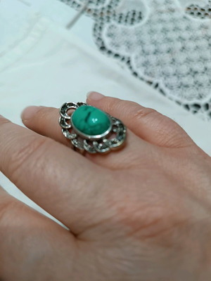 Silver ring with semi-precious stone new, turquoise and silver