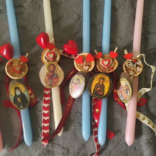 Handmade Saint Candles with Iconography new