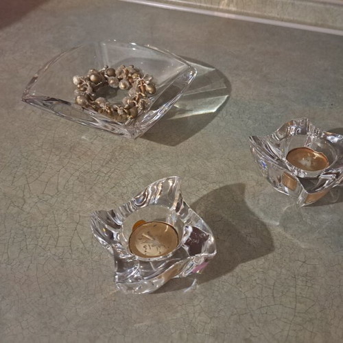 Crystal decorative set of 3 pieces like new