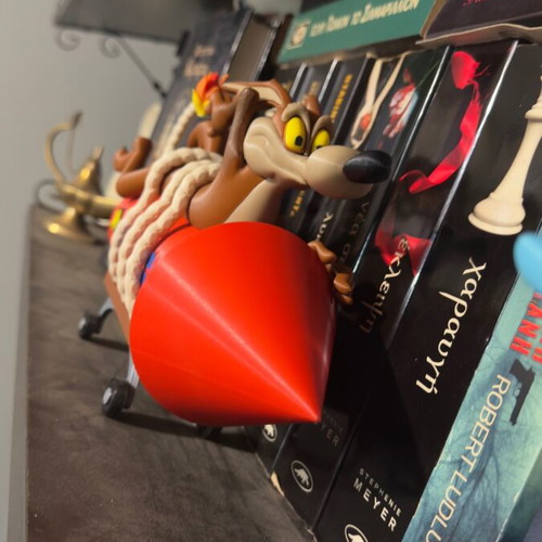 Wile E. Coyote 3D printed figure made to order with red ACME rocket