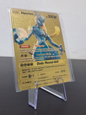 Metallic gold-plated Pokemon Mewtwo GX Basic collectible card new