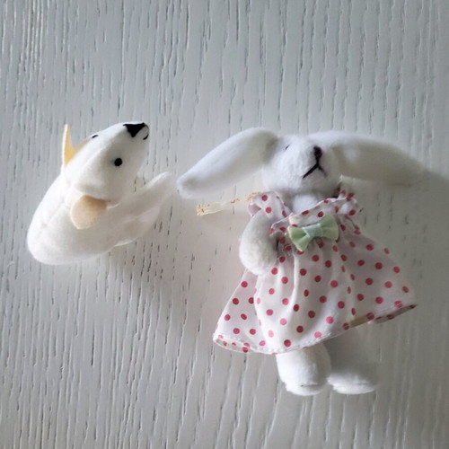 Mini stuffed bunny and polar bear like new