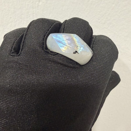 Moonstone ring carved from a single natural piece
