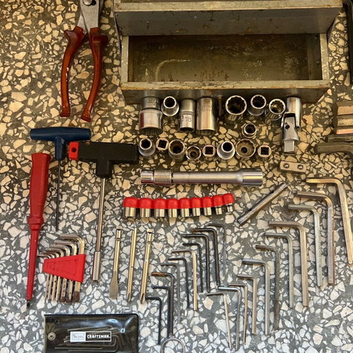Set of various tools with toolbox