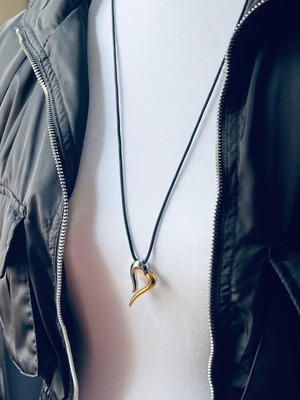 Stainless Steel Heart Necklace new, two-tone gold and silver