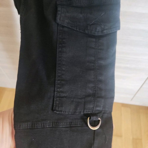 Bershka black pants with pockets, military style, like new, size S