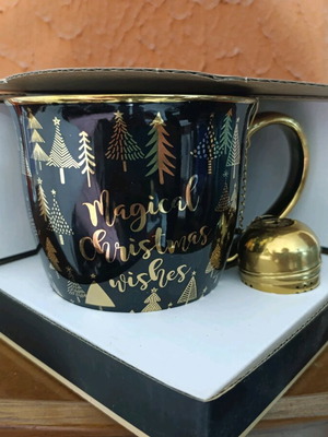 Christmas mug new black color with tea infuser