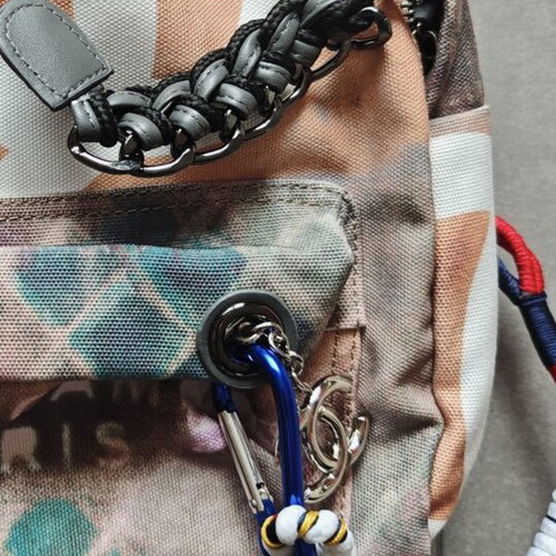 Chanel Graffiti backpack, size 40cm, beige canvas