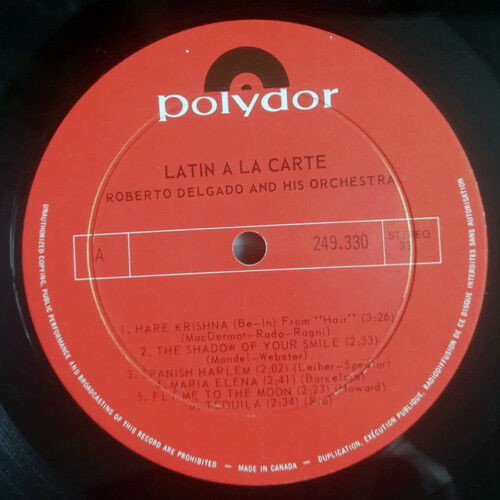 Roberto Delgado And His Orchestra Latin À La Carte vinyl used