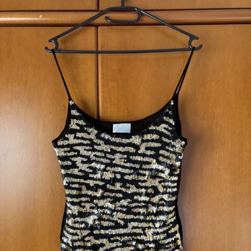 Raxevsky top and scarf set black and gold like new