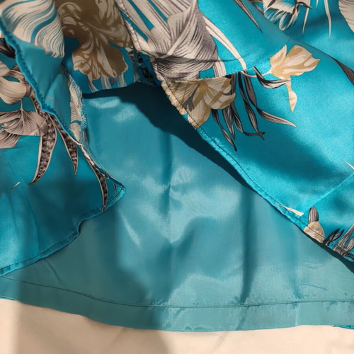 Skirt and blouse set with sarong, triacetate fabric
