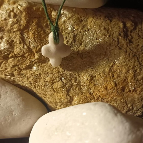 Collectible Cycladic marble and stone cross pendant, handmade