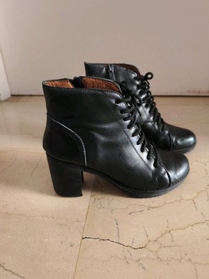 Leather ankle boots used, black, size 37 with zipper