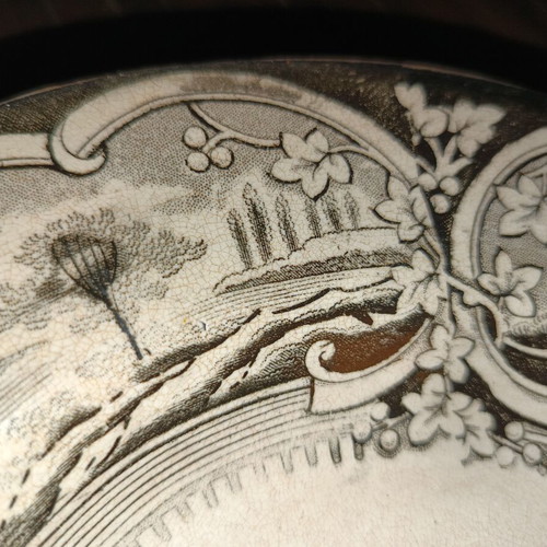 19thC Ottoman Thessaloniki Transferware Platter Salomon B. Juda like new