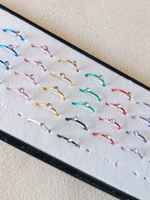 Set of 5 nose rings new, stainless steel