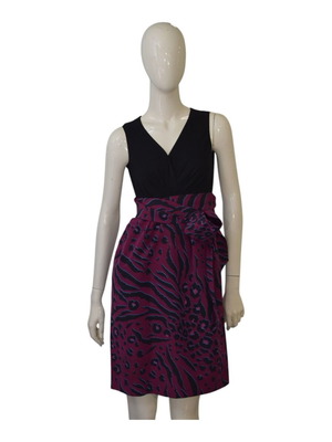 DKNY Donna Karan mini dress used black and fuchsia with leopard print size 6