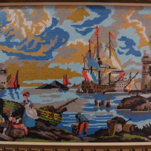 Large embroidered painting used, design size 50x90cm without frame