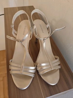 Gold sandals like new, size 37, 10 cm heel