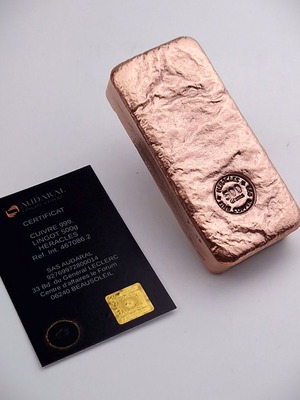 Επενδυτική Μπάρα Χαλκού 500g .999 Fine Copper HERACLES Καινούργιο Με Πιστοποίηση