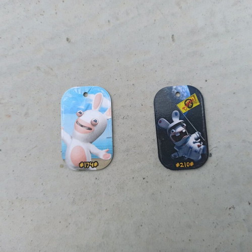 Rabbids metal tags like new, numbers 174 and 210