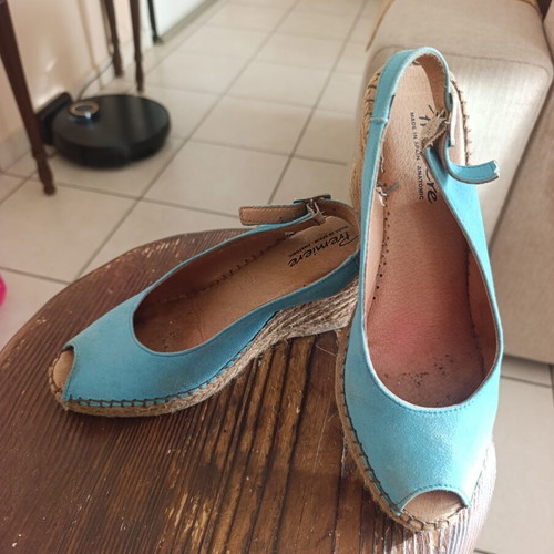 Premiere blue espadrilles with 8 cm heel
