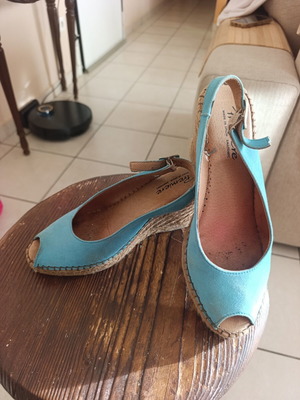 Premiere blue espadrilles with 8 cm heel