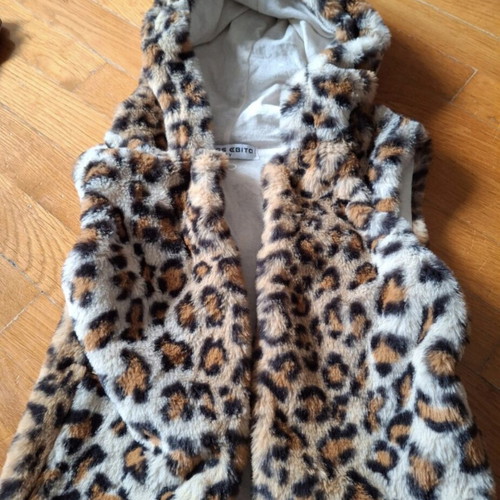 Leopard fur vest Miss Evita like new, size 5 years