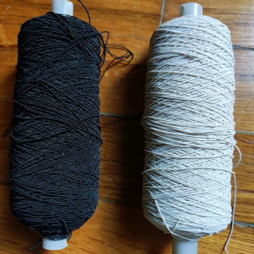 Elastic thread new, black and white, two spools