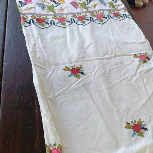 Cretan woven tablecloth curtain 2x2 meters and towel like new