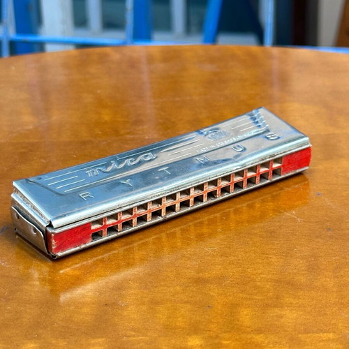 Vintage MICA RYTMUS harmonica used, made in Czechoslovakia