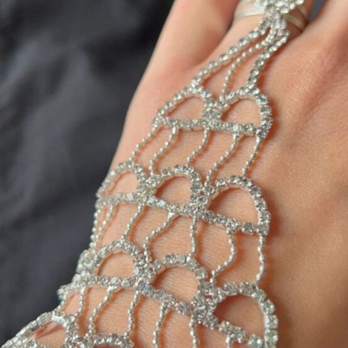 Bracelet ring set new, silver, impressive for special occasions