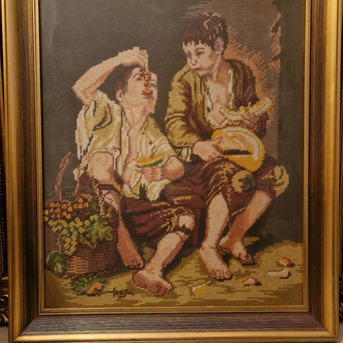 Embroidered large handmade textile painting used in luxury frame 59x69cm