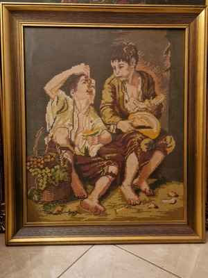 Embroidered large handmade textile painting used in luxury frame 59x69cm