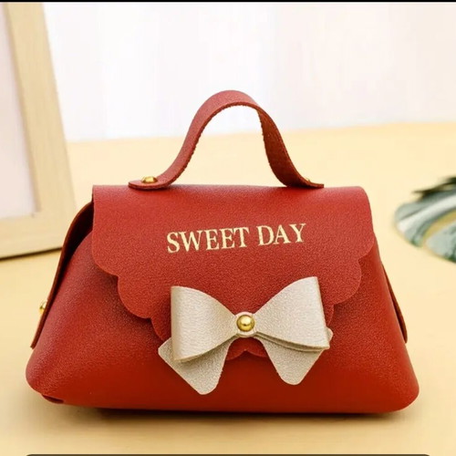 Gift bag new with bow and clasp red wine color