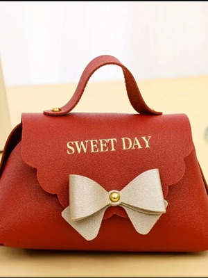 Gift bag new with bow and clasp red wine color