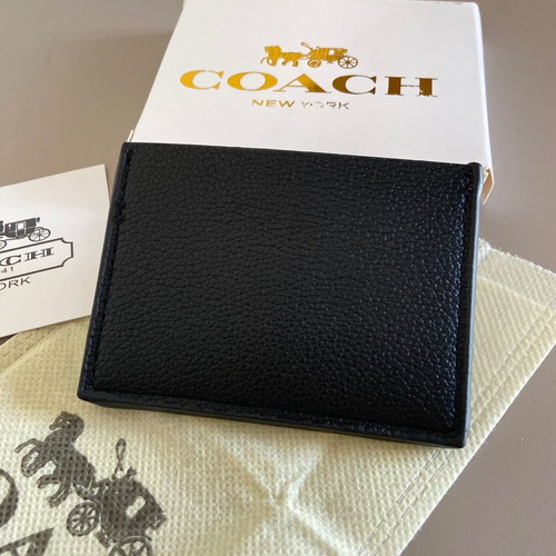 Coach card holder wallet, black and grey signature canvas