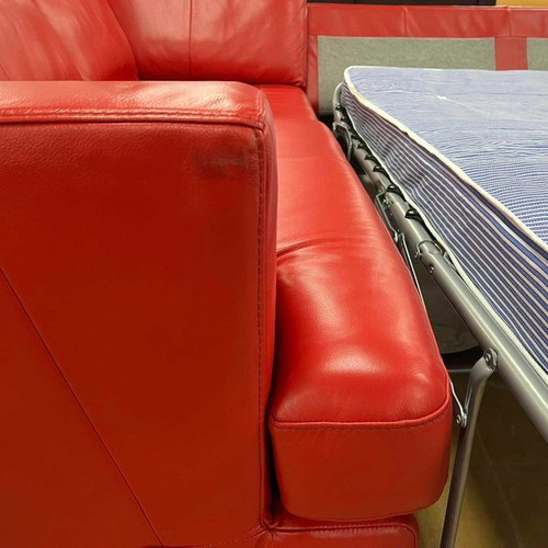 Red leather corner sofa FREYA with bed function new
