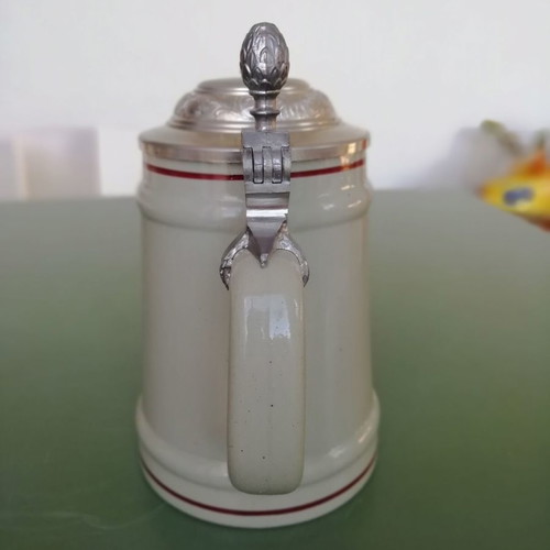 Ceramic beer mug Austria new with metal lid