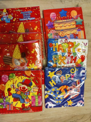 Party napkins set 152 pieces, new, various designs