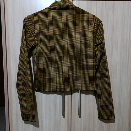 Bershka checked blouse mustard black S like new