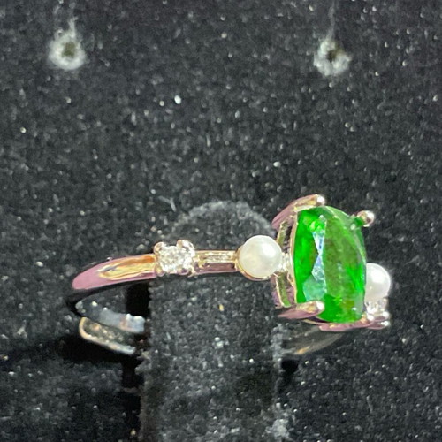 Diopside ring one size with authentic natural stone
