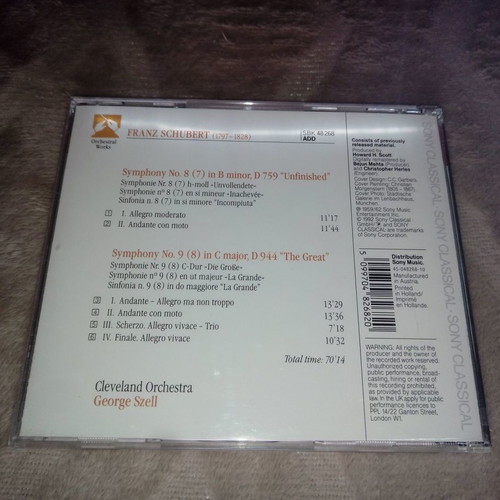 Schubert Symphonies No. 8 and No. 9 CD like new, classical