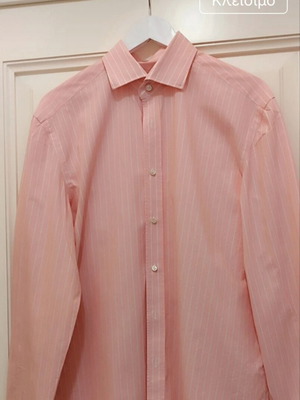Luigi Borrelli Napoli x Unützer pink striped shirt handmade, size L