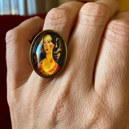 Handmade adjustable ring with Amedeo Modigliani painting