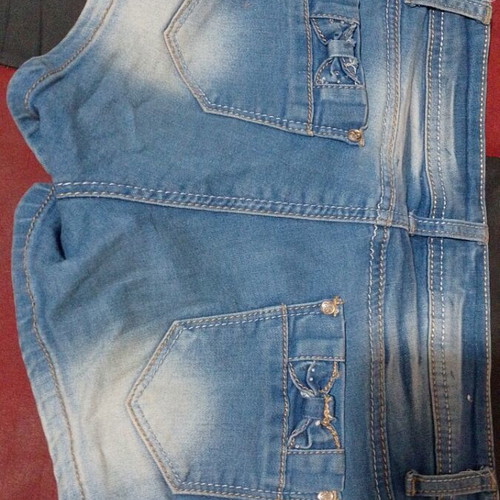 Denim shorts for girls like new, blue with silver strass