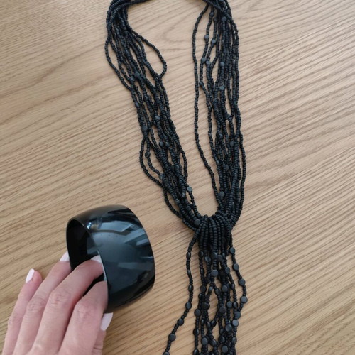 Black classic bracelet and necklace set like new