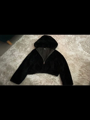 Zara black fur jacket like new