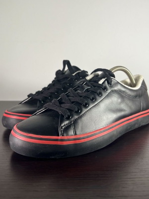 Polo Ralph Lauren Longwood sneakers black leather red stripes like new