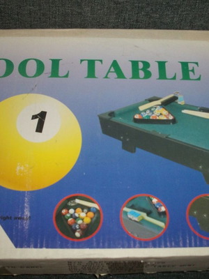 Pool table used, missing brush and chalk
