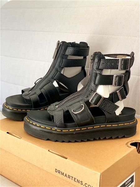 DR. MARTENS OLSON ZIPPED LEATHER STRAP SANDALS  mafro